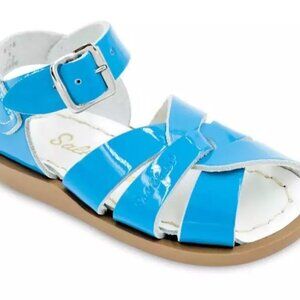 NEW toddler little girl Shiny Blue Leather SALT WATER Sandals size 10 HOY